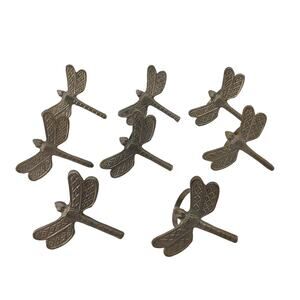Dragonfly Napkin Rings Pewter? Silver Tone Garden Set of 8